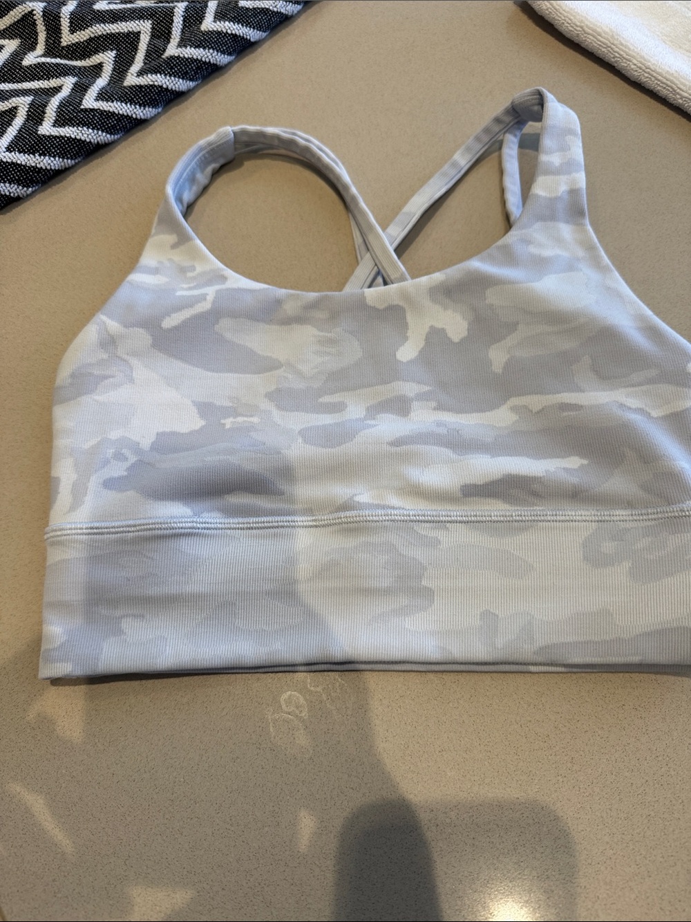 lululemon athletica Light Gray Camo Strappy Sports Bra